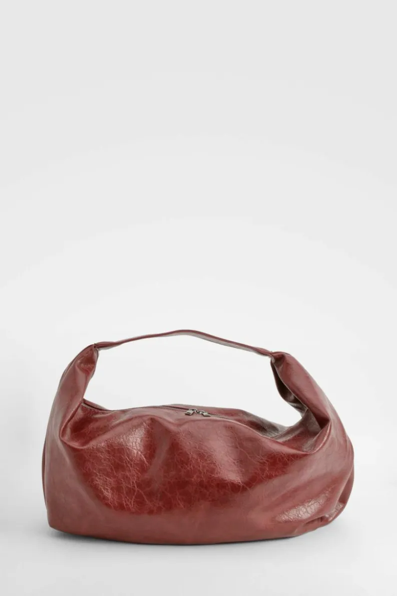 Handbags|Tote Bags*boohoo Faux Leather Slouchy Tote Bag burgundy