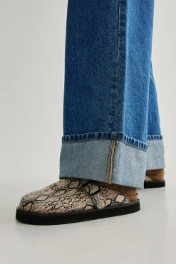 Flats*NastyGal Faux Leather Snake Print Mule brown