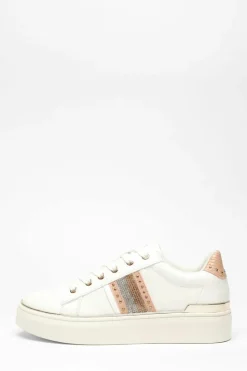 Trainers*Quiz Faux Leather Trim Trainers Pink