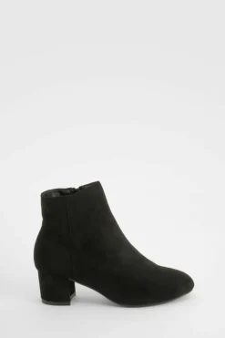 Heels|Heeled Boots*boohoo Faux Suede Basic Block Heel Shoe Boots black