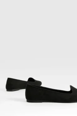 Ballet Flats|Flats*boohoo Faux Suede Basic Slipper Ballet Flats black