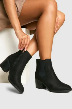 Heels|Heeled Boots*boohoo Faux Suede Block Heel Ankle Boot black