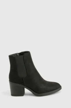Heels|Heeled Boots*boohoo Faux Suede Block Heel Ankle Boot black