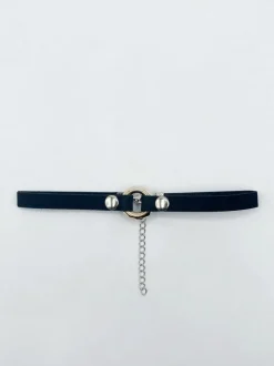 Necklaces*SVNX Faux Suede Choker Necklace With Ring Charm In Black