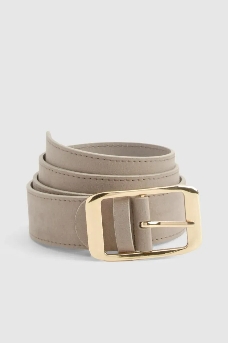 Belts*boohoo Faux Suede Chunky Gold Buckle Boyfriend Belt taupe