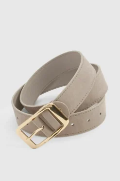 Belts*boohoo Faux Suede Chunky Gold Buckle Boyfriend Belt taupe