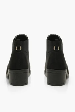 Heels|Heeled Boots*boohoo Faux Suede Low Block Heel Chelsea Boots black
