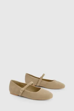 Ballet Flats|Flats*boohoo Faux Suede Mary Jane Ballet Flats beige