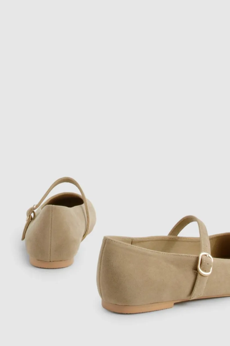 Ballet Flats|Flats*boohoo Faux Suede Mary Jane Ballet Flats beige
