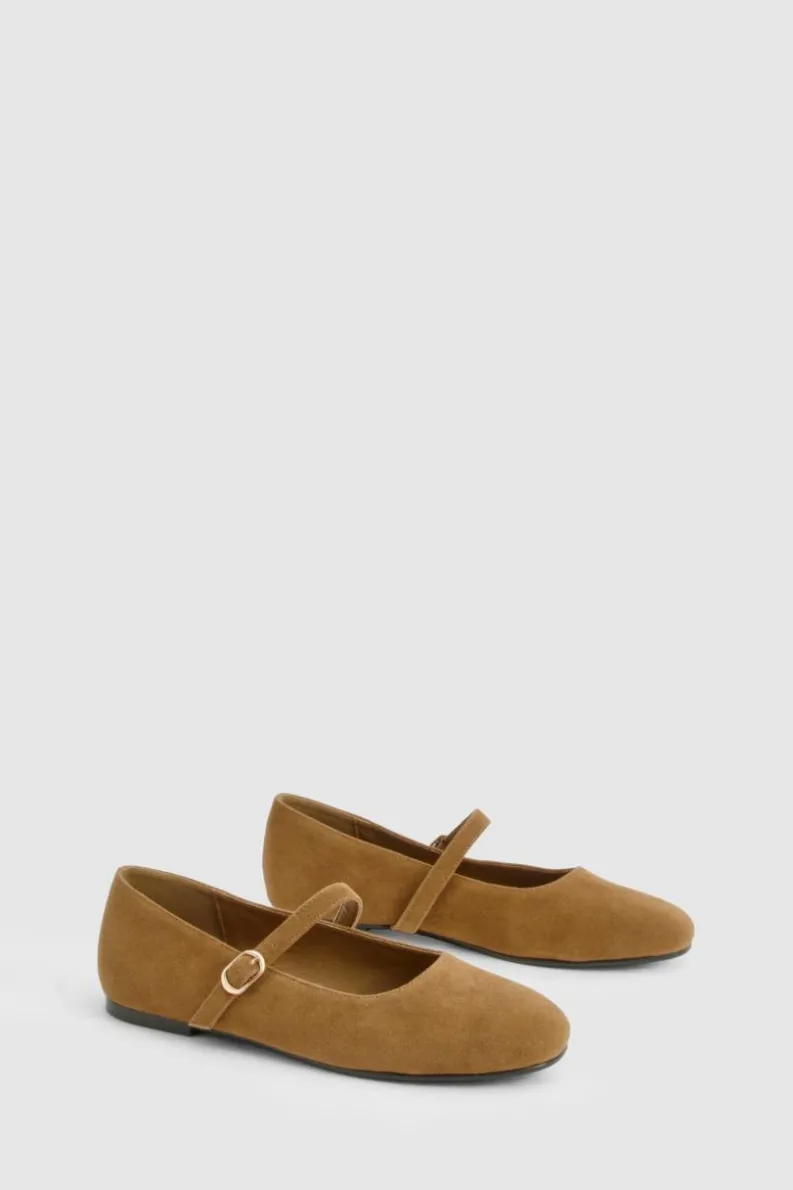 Ballet Flats|Flats*boohoo Faux Suede Mary Jane Ballet Flats tan