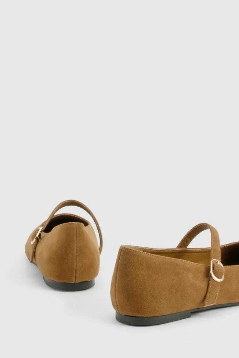 Ballet Flats|Flats*boohoo Faux Suede Mary Jane Ballet Flats tan