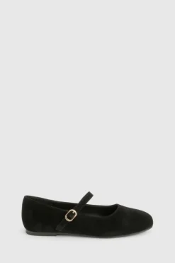 Ballet Flats|Flats*boohoo Faux Suede Mary Jane Ballet Flats black