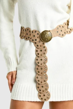 Belts*boohoo Faux Suede Mini Disc Belt taupe