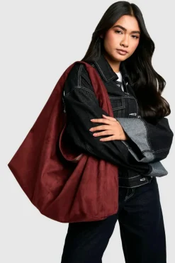 Shoulder Bags|Handbags*boohoo Faux Suede Oversized Slouchy Shoulder Bag burgundy