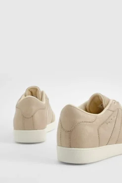 Trainers*boohoo Faux Suede Panel Flat Trainers beige