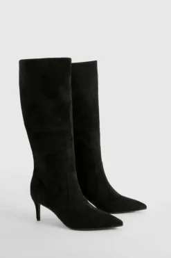 Over The Knee Boots|Knee High Boots*boohoo Faux Suede Stiletto Knee High Boots black