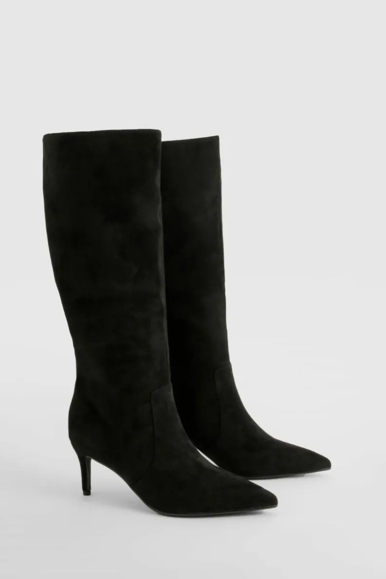 Over The Knee Boots|Knee High Boots*boohoo Faux Suede Stiletto Knee High Boots black