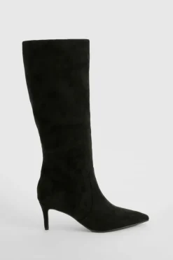 Over The Knee Boots|Knee High Boots*boohoo Faux Suede Stiletto Knee High Boots black