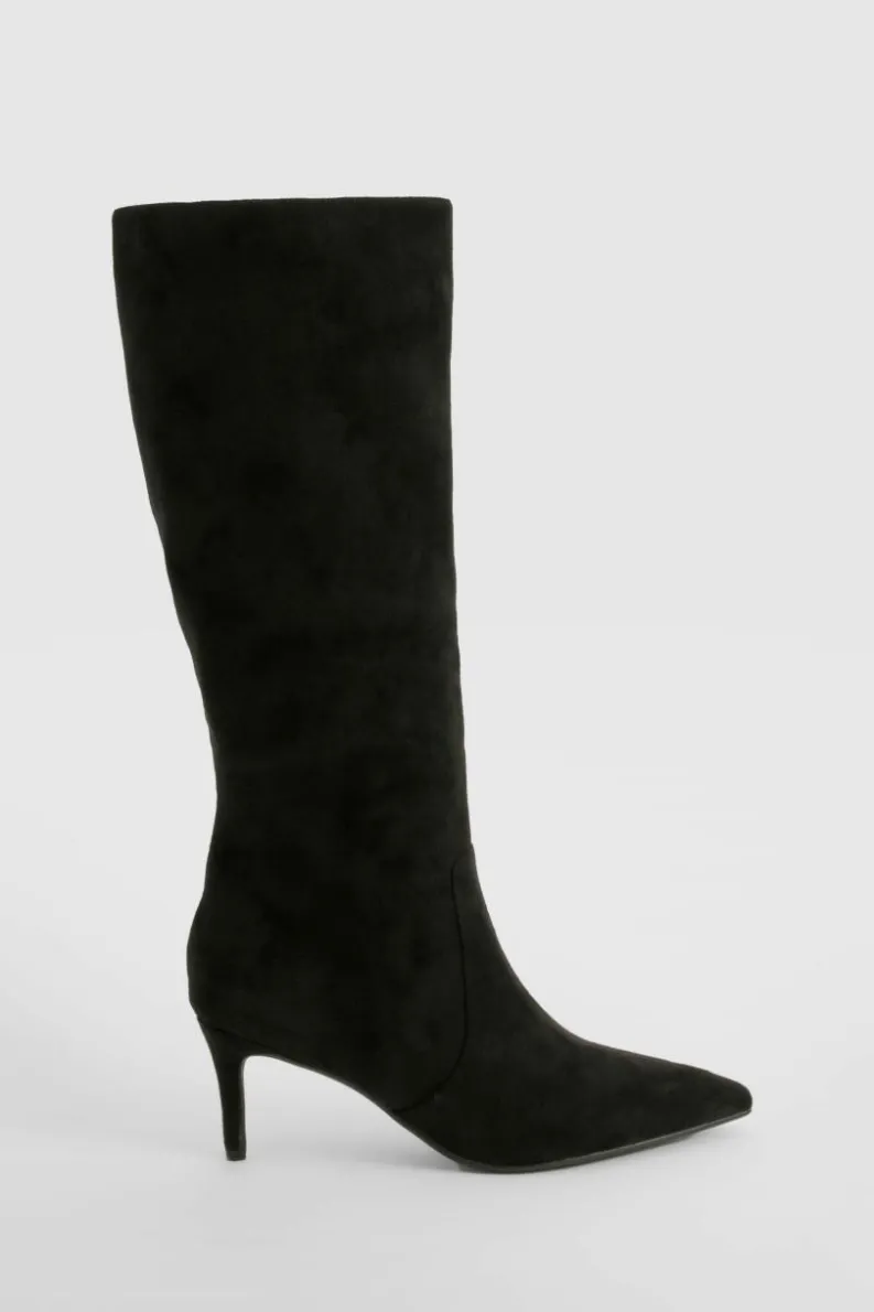Over The Knee Boots|Knee High Boots*boohoo Faux Suede Stiletto Knee High Boots black