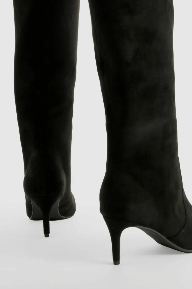 Over The Knee Boots|Knee High Boots*boohoo Faux Suede Stiletto Knee High Boots black