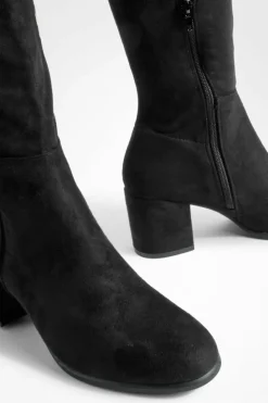 Over The Knee Boots|All Boots*boohoo Faux Suede Stretch Back Over The Knee Boots black