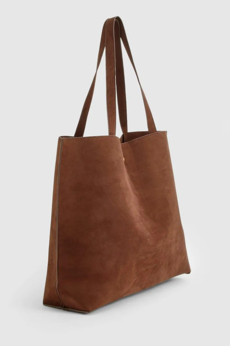 Handbags|Tote Bags*boohoo Faux Suede Tote Shopper Bag chocolate
