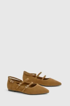 Ballet Flats|Flats*boohoo Faux Suede Wide Fit Triple Strap Ballet Flats taupe