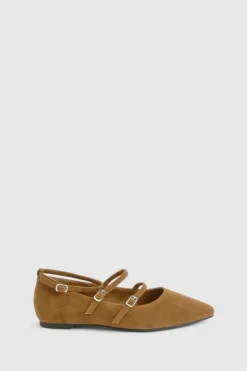 Ballet Flats|Flats*boohoo Faux Suede Wide Fit Triple Strap Ballet Flats taupe