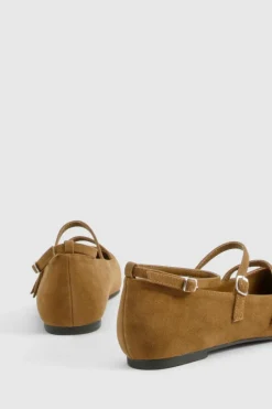 Ballet Flats|Flats*boohoo Faux Suede Wide Fit Triple Strap Ballet Flats taupe