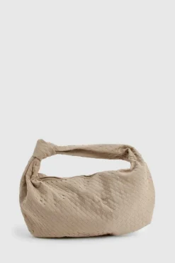 Woven Bags|Shoulder Bags*boohoo Faux Suede Woven Knot Oversized Shoulder Bag taupe