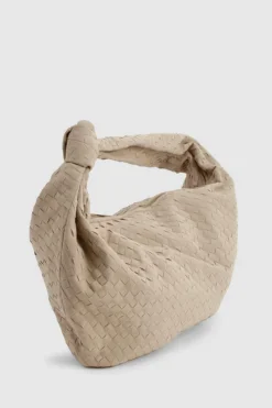 Woven Bags|Shoulder Bags*boohoo Faux Suede Woven Knot Oversized Shoulder Bag taupe
