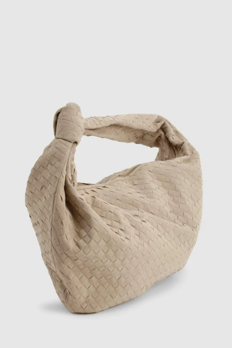 Woven Bags|Shoulder Bags*boohoo Faux Suede Woven Knot Oversized Shoulder Bag taupe