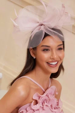 Hair Accessories*Quiz Feather Headband Fascinator Pale Pink