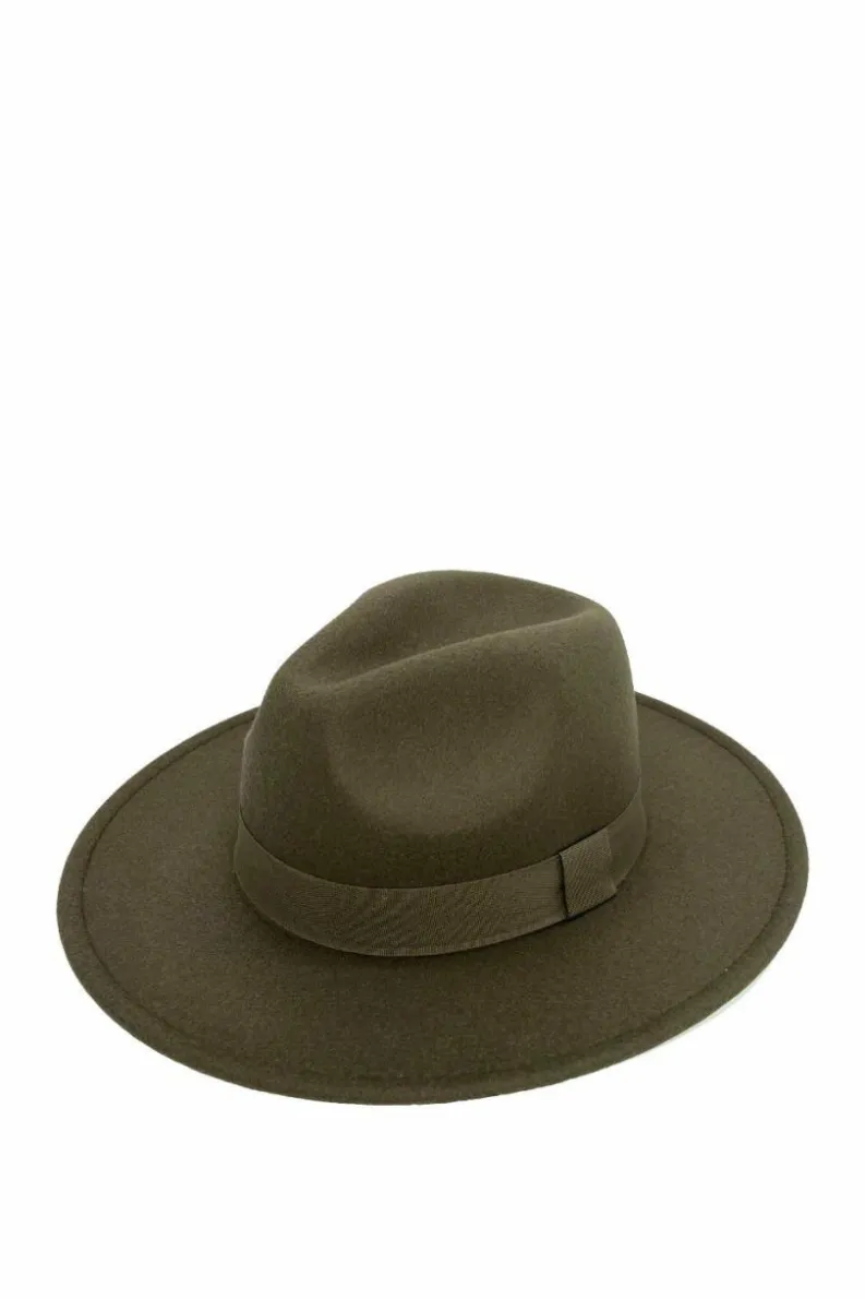 Hats & Gloves|Hats & Gloves*My Accessories London Fedora with Trim Dark Olive