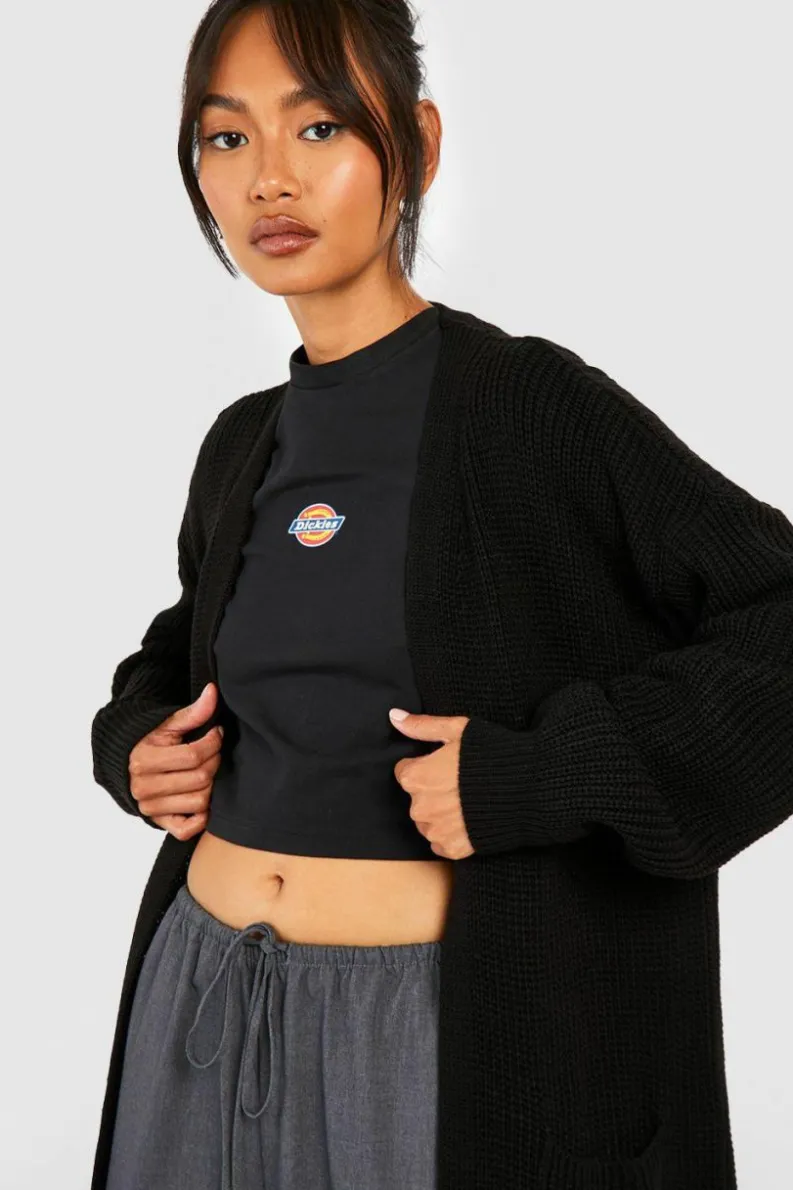 Cardigans|Knitwear*boohoo Fisherman Edge To Edge Boyfriend Cardigan black