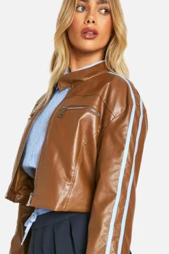 Up To 80% Off Winter Warmers|Biker Jackets*boohoo Fitted Faux Leather Moto Jacket chocolate
