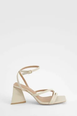 Sandals|Heels*boohoo Flared Heel Crossover Sandals ecru