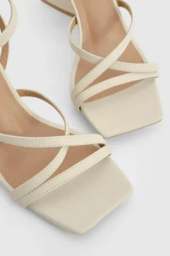 Sandals|Heels*boohoo Flared Heel Crossover Sandals ecru