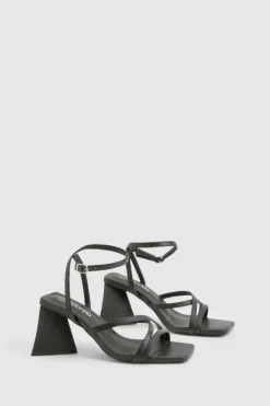 Sandals|Heels*boohoo Flared Heel Crossover Sandals black
