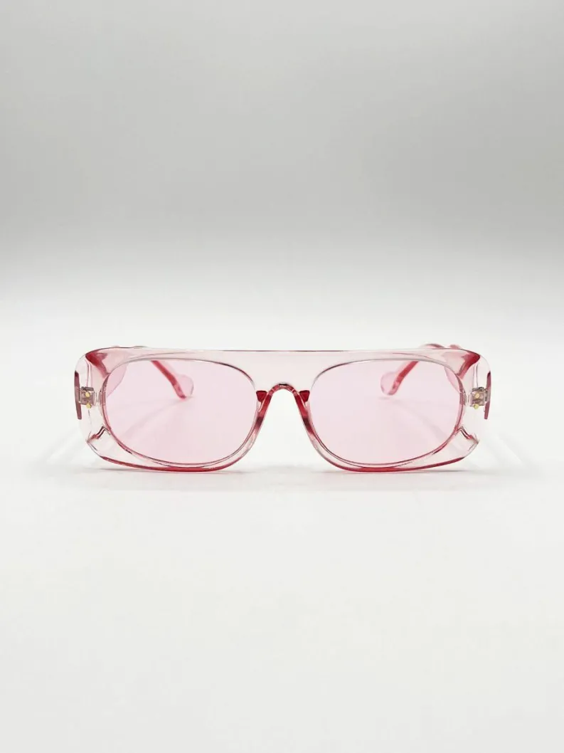Sunglasses*SVNX Flat Top Oval Sunglasses in Pale Pink