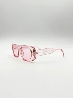 Sunglasses*SVNX Flat Top Oval Sunglasses in Pale Pink