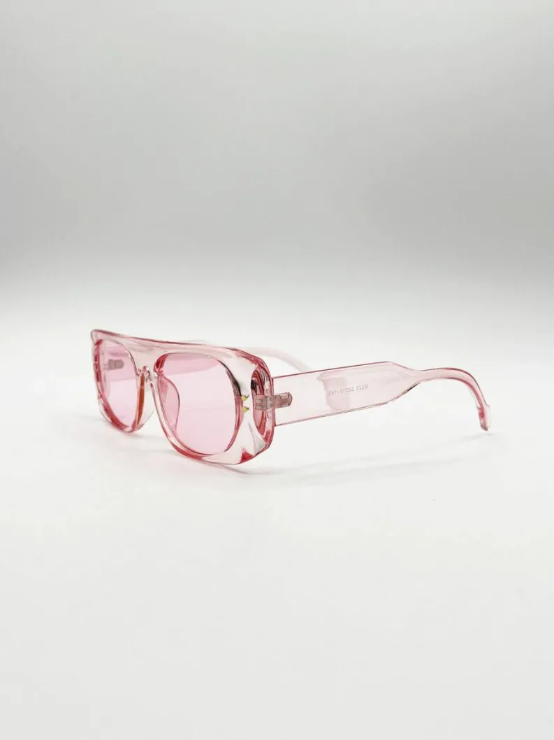 Sunglasses*SVNX Flat Top Oval Sunglasses in Pale Pink