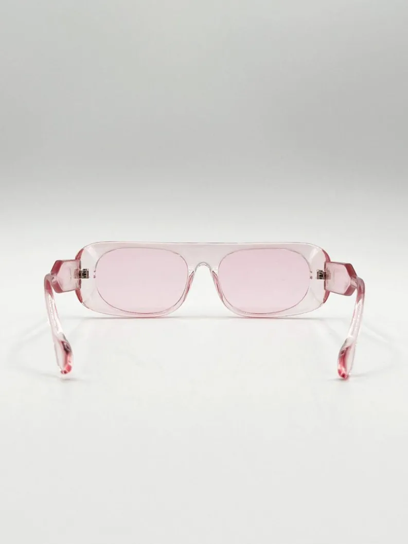 Sunglasses*SVNX Flat Top Oval Sunglasses in Pale Pink