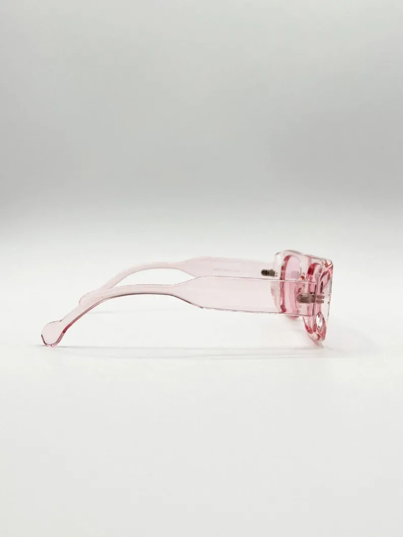 Sunglasses*SVNX Flat Top Oval Sunglasses in Pale Pink