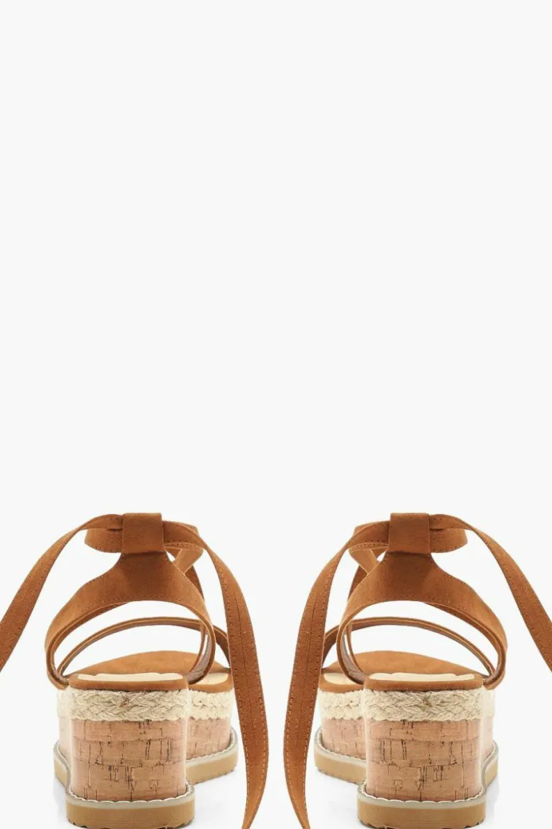 Flats|Sandals*boohoo Flatform Espadrille Lace Up Sandals tan