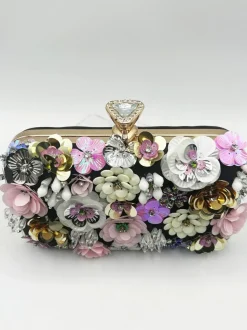 Handbags|Clutch Bags*SVNX Floral Applique Clutch Bag Black