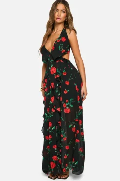 Maxi Dresses|Dresses*boohoo Floral Cut Out Maxi Dress black