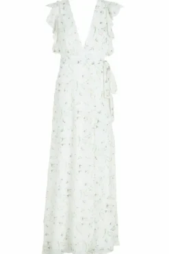 Wrap Dresses*boohoo Floral Frill Detail Wrap Maxi Dress ivory