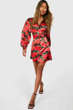 Smock Dresses*boohoo Floral Lace Trim Smock Dress black