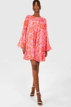 Smock Dresses*boohoo Floral Print Flared Sleeve Smock Dress pink